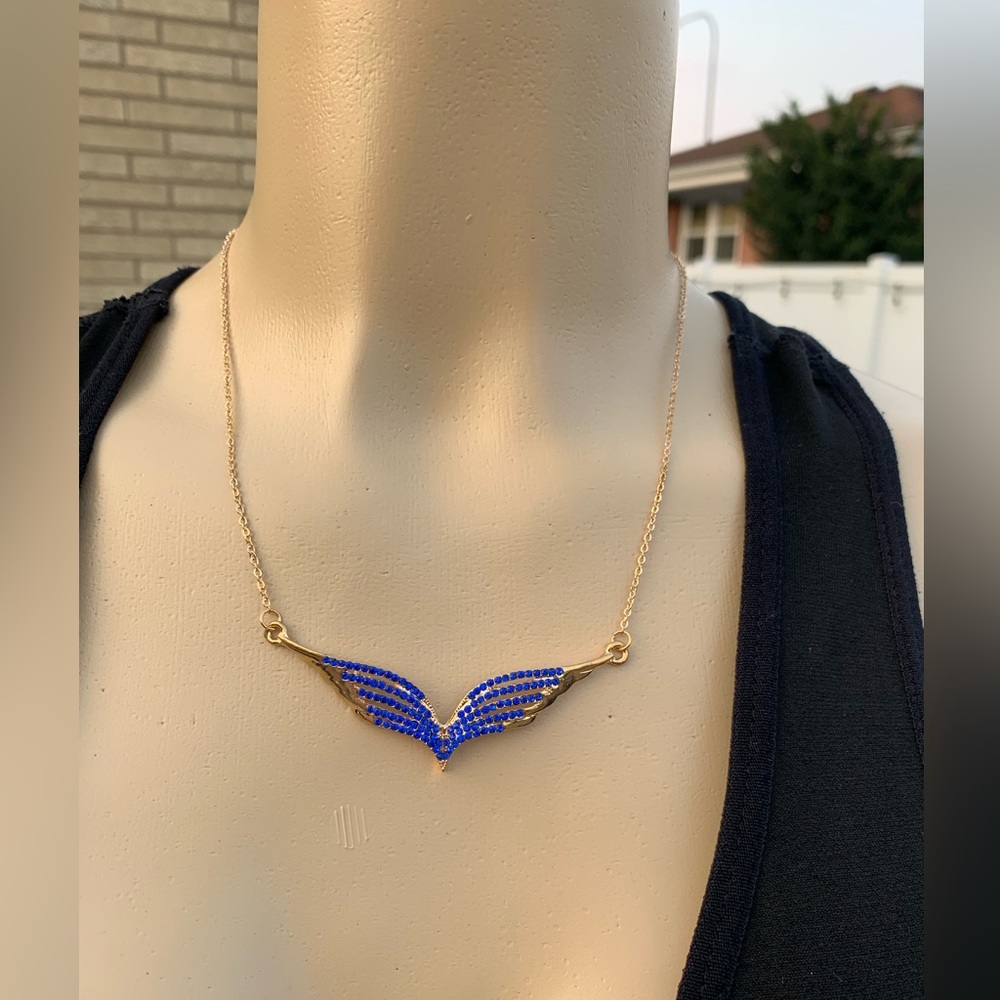 Falcon wings  Blue and Gold Necklace